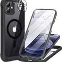 Miracase Magnetic for iPhone 12/12 Pro Case 6.1 inch, (Compatible with MagSafe) Upgrade Full-Body Clear Phone Bumper Case with Built-in 9H Tempered Glass Screen Protector, Magnetic Classic Black