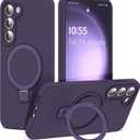 SKYLMW for Samsung Galaxy S23 Case with Magnetic Invisible Stand [Compatible with Mag-Safe] Military Drop Tested [Full Camera Protection] Silicone S23 Cases for Men Women, Purple