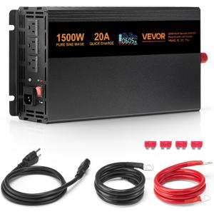 VEVOR Sump Pump Battery Backup System, 1500W, Auto Switches to Battery Inverter for Continuous Sump Pump Operation, Pure Sine Wave, LCD Display, for Basement Protection Emergency and Power Outage