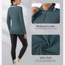 Women Long Sleeve Polo Shirt Golf Sport Top Athletic Sportswear Tennis Activewear, S, 03 Turquoise