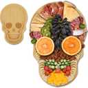 Funny Skull Aperitif Board XILAZAB Unique Large Bamboo Wood Halloween Charcuterie Cheese Cutting Board Spooky Skeleton Decorative Serving Platter Tray for Thanksgiving Christmas Housewarming Party