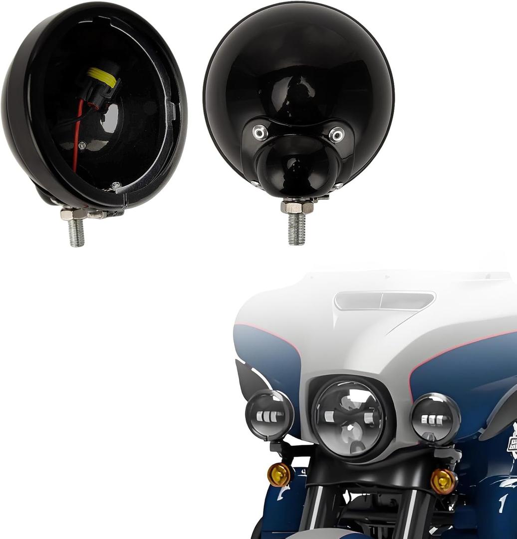 PSLER 4.5 Inch Fog Light Housing Bucket Bracket Motorcycle Passing Light Housing Bucket Bracket Mount fit for Tousing Electra Glide Black