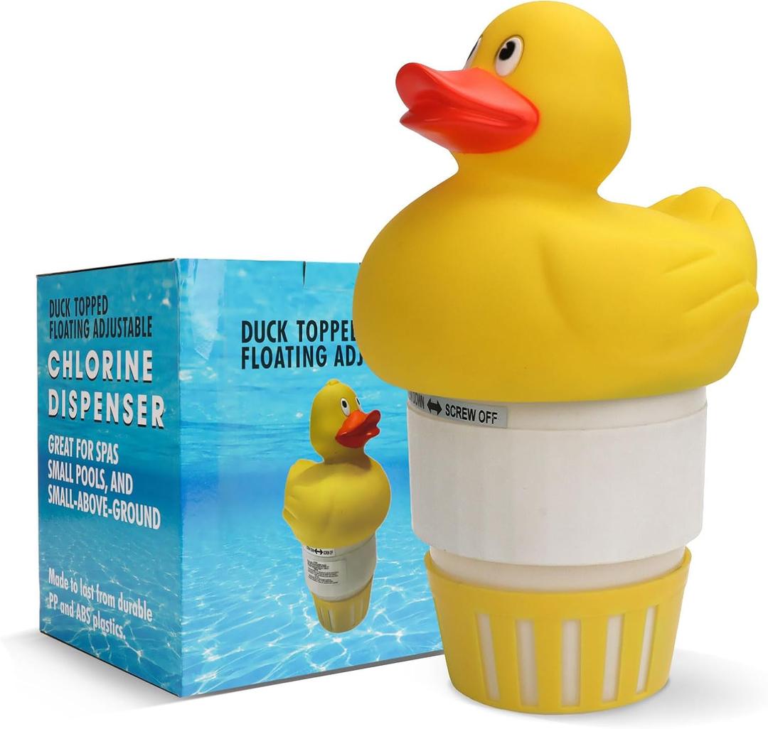 Pool Chlorine Floater, Large Capacity Floating Chlorine Dispenser Fits Up to 5 Pc 3-Inch Chemical Tablets,Adjustable Flow, Heavy-Duty Plastic-Anti-Aging,Top Vacuum Design- Prevent sinkin(Duck) (XXX-Large)