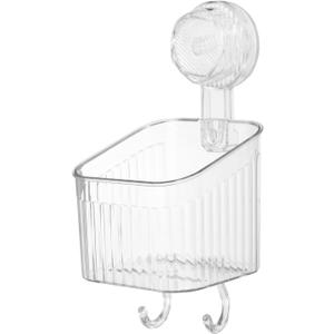 uxcell 1Pcs Suction Cup Shower Caddy with Hooks, 3.7 Inch Suction Cup Shower Organizer Shelf Wall Mount Dispenser Rack Storage Shelf for Bathroom Kitchen, Clear