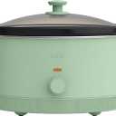 bella 6.0 Qt Manual Slow Cooker, Ceramic Nonstick Coating, 3 Temperature Settings, Dishwasher Safe Stoneware Pot and Tempered Glass Lid, Cool Touch Handles & Tangle Free Cord Wrap, Seaglass