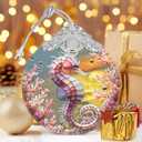 2 x Seahorse Stained Glass Ornament - Christmas Tree Decor