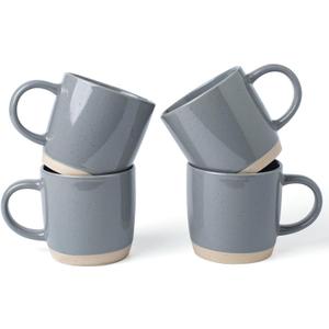 Famiware Coffee Mugs for 4, 13 oz Mug Set, Drinking Cup with Handle for Coffee, Tea, Cocoa, Milk, Milkyway Serise, Dark Gray