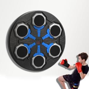 Smart Music Boxing Target with Bluetooth & LED Lights - 15-Speed Adjustable Wall-Mounted Punching Pad for Adults/Kids, Silent Training, No-Drill Installation, Type-C ChargingBlack