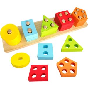Dementia Activities for Seniors,Geometric,Colors & Numbers Cognitive Products for Alzheimers,Wooden Puzzles Gifts & Cognitive Training Games for Elderly