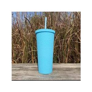 Water Bottle Tumbler With Straw, Rubber Coated Matte Finish 24oz 2 Pack