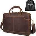 Augus Vintage Leather Briefcase for Men 15.6 Inch Laptop Computer Bag Retro Messenger Crossbody Shoulder Bag | Vintage Leather (Brown)