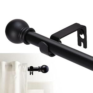 Curtain Rods for windows ,  Decorative Matte Black Splicing Heavy Duty Metal Curtain Rod set with Brackets, Size 32-46"