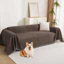 MYSKY HOME Couch Covers for 3 Cushion Couch Sofa, Sectional Couch Cover L Shape Chenille Couch Cushion Covers for Pets, Furniture Protector Cover for Dogs, Kids, 91"X150", Deep Chocolate