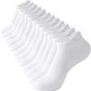 ACCFOD Womens Ankle Socks Athletic Running Low Cut Socks With Tab 6 Pairs (9-11, White)