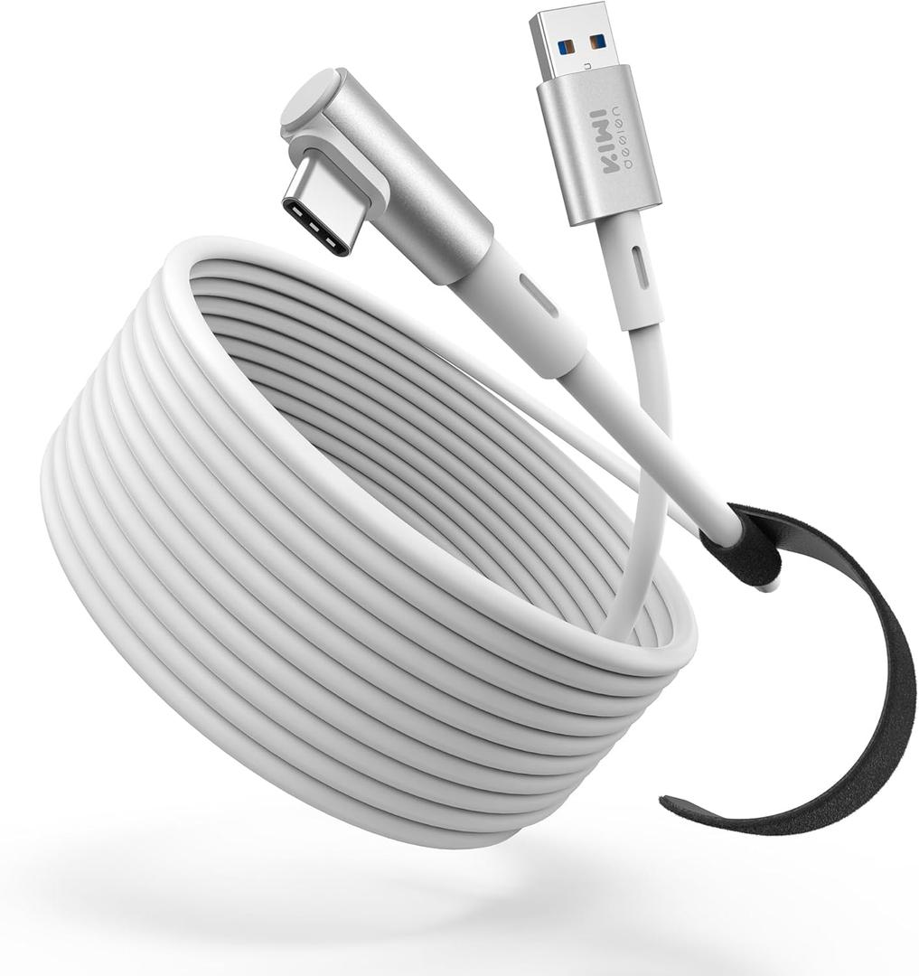 KIWI design 16FT Link Cable Compatible with Oculus/Meta Quest 3S Accessories, and Quest 3/2/Pro/Pico 4, USB 3.0 to USB C Link Cable with 5Gbps Super Speed (White)