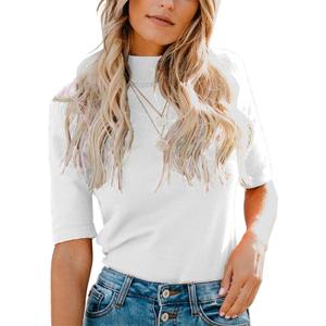 LIYOHON Womens Tops Dressy Casual Mock Turtleneck Business Short Sleeve T Shirts Going Out Tops 2026 (Medium)