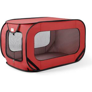 Love's cabin 36in Portable Large Dog Bed - Pop Up Dog Kennel, Indoor Outdoor Crate for Pets, Portable Car Seat Kennel, Cat Bed Collection, Red
