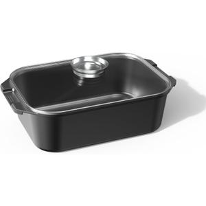 CAROTE 15.9 Inch Roasting Pan with Lid, Rectangular Nonstick Roaster Pan for Ovens, Large Pot Roast Roasting Pan with Lid, Induction & Gas Stove Compatible, PFOA Free