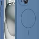 Miracase Compatible with iPhone 15 Case, [Soft Anti-Scratch Microfiber Lining], Liquid Silicone Case Gel Rubber Shockproof Drop Protection Phone Case for iPhone 15, Glass Blue