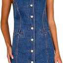 Nitzana Women's Denim Dress Jean Sleeveless Button Down Shirt Mini Tank Casual Summer Dresses with Pocket 2025 Trendy Outfits, Medium
