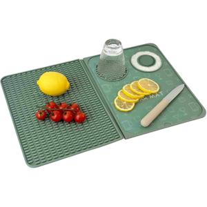 Bar Mat, Bar Accessories, Multifunctional Folding Cocktail Mat with Cutting Board, 18" X 12"(Green) Drying Mats,Bar Mat for Countertops,Bar Decorations for Home, Outdoor Bar Accessories,Travel