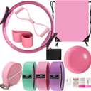 Pilates Essentials Kit for Women - Better Yoga Pilates Kit for Home Workouts with Pilates Ring and Ball Set, Booty Bands, Figure 8 Resistance Band, Yoga Bands for Stretching (Pink)