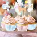 Vesici 48 Pcs Cute Kitten Cupcake Kit Include 24 Cat Cupcake Toppers and 24 Blue Pink Cake Liners Kitten Pet Themed Party Supplies for Birthday Pet Adoption Party Decorations