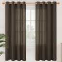 YoungsTex Brown Linen Semi Sheer Curtains 72 Inch Length for Living Room, Chocolate Light Filtering Drapes Privacy with Grommet for Dining Room Bedroom, 2 Panels, 52 X 72 Inch (Sliver-brown Color)