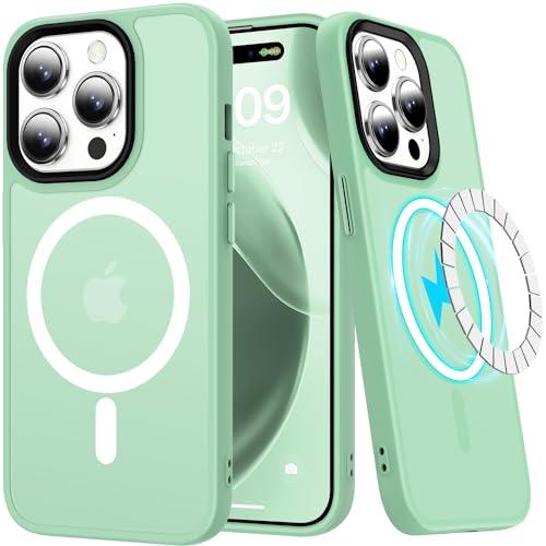 LUMARKE Strong Magnetic for iPhone 13 Pro Case Translucent Matte - Military-Grade Drop Tested - Slim Fit Shockproof Protective Phone Cover 6.1” for Women Girls - Tea Green