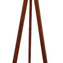 LEPOWER Wood Tripod Floor Lamp, Mid Century Standing Lamp, Modern Design Studying Light for Living Room, Bedroom, Study Room and Office, Flaxen Linen Shade with E26 Base Brown