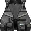 LACUEQUES Professional Adjustable Fly Fishing Vest for Men and Women – 10+ Pockets, Back Mesh Panel, Rod Holders, Reflective Strips, Hook & Float Storage, Grey - Pack of 2