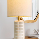 PoKat 20.75" Small Modern Ceramic Table Lamps Set of 1 for Bedroom, White Bedside Lamps for Night Stands, Farmhouse Desk Decor Gift Nightstand Table Lamps for Living Room End Table Beige