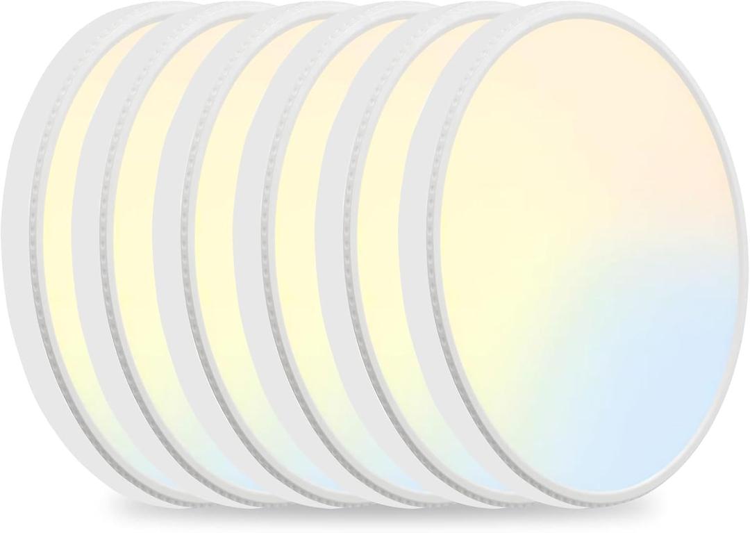 MODERN 6Pack LED Flush Mount Ceiling Light, 3000K-3500K-4500K-5000K-6000K Adjustable Ceiling Lamp,7.5inch Surface Mounted for Living Room, Bedroom, Kitchen, Laundry, Hallway (White, 6 Pack)