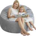 3 Ft Bean Bag Chair, Memory Foam Bean Bag Chairs for Adults with Filling, Round Bean Bag Sofa with Filler Included, Beanbags with Soft Dutch Velvet Fabric,3 Foot, Dark Grey