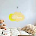 Wooden Baby Sleeping Sign, Cloud and Moon Door Hanger, Nursery Room Decor, Yellow and Beige