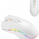 Gaming Mouse RGB Light High Precision Ergonomic Portable Gamer Corded 7 Buttons 2400 DPI Lightweight Wired Gaming Mice for PC Laptop Computer Macbook Women Men Father Gift,Side Buttons,White