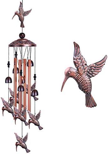 Garden Hummingbird Wind Chimes Outdoor Decor - with 4 Tubes 6 Bells 7 Hummingbirds Mobile Romantic Wind Catcher, Hummingbird Windchimes for Home, Xmas Mom Gifts, Festival, Balcony, Garden Decoration