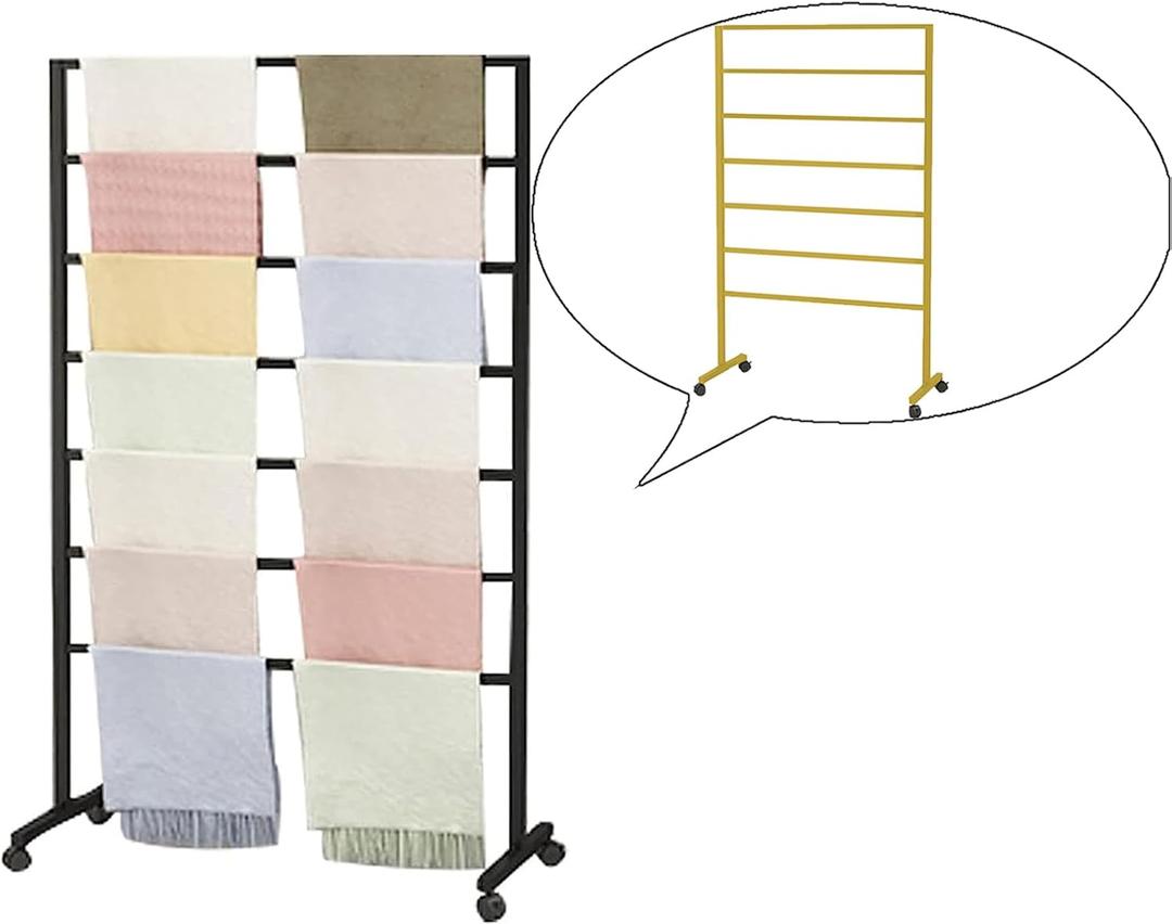 Gold Freestanding Metal Scarf Display Stand, Double-Sided Scarf Floor Standing Display Rack, Belt Shawl Hijab Organizer for Boutique Display, Commercial Home