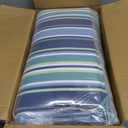 Basic Beyond Outdoor Chair Cushions Set of 2, Square Corner Outdoor Cushions for Patio Furniture, Water Resistant Patio Chair Cushions with 2 Ties, 18.5x16x3, Pinstriped Blue