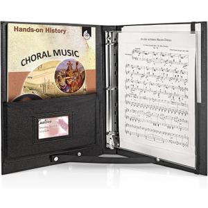tutata Choral Music Holder, Sheet Music Folder with Handle and Strap, Sheet Music Binder, for Choir Singer, Stage Performance, Black