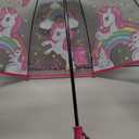 Kids Umbrella for Girls & Boys Toddler Childrens Clear Bubble Umbrella for Kids Small Durable Kids Umbrellas for Rain Outdoor (Clear Red Unicorn)