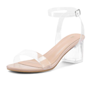Mysoft Women's Chunky Low Heels Open Toe Block Heeled Dress Ankle Strap Pump Wedding Sandals, Size: 7