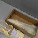 Yellow Slingback Mary Janes Shoes for Women Square Toe Pump Shoes Low Chunky Heels with Buckle Ankle Strap Daily Party Dessy Size 8.5 (Yellow)
