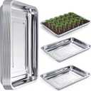 Youeon 10 Pack Seed Starter Tray 15.3x11.4x1.3 Inch, Stainless Steel Seed Sprouting Trays Germination Trays for Beans, Wheat Grass, Herbs, Broccoli & More, Plant Trays for Indoor Outdoor