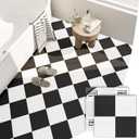Peel and Stick Floor Tile 30-Pcs Cover 30 Sq.Ft, Vinyl Flooring Tiles 12 x 12 Matte Self Adhesive Flooring Stickers Waterproof Removable for Renter, Bathroom Living Room, Pure Black & White