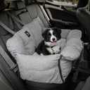 JACKO & CO Premium Dog Car Seat Safe & Cozy Travel Bed Carrier for Small Dogs, Puppies, Pets, Clip-On Leash, Storage Pockets, Water-Resistant, Machine Wash (Grey, Removable - Medium (25-40lbs))