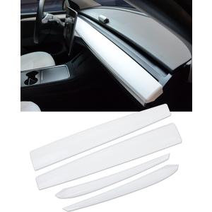 KKTR-CAR Dashboard Cover Wrap and Front Door Inner Armrest Panel Cover Trim Compatible with Tesla Model 3 2021-2023 Model y 2020-2025,NOT for Performance (Matte White, 4pcs)