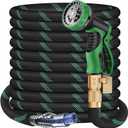 100 ft Garden Hose - 2025 New Upgraded Flexible Water Hose - Ultra Lightweight Kink-free Car Washing Pipe with 10 Function Sprayer and 3/4" Solid Brass Fittings - Durable,Leak proof Garden Hoses (blackgreen)