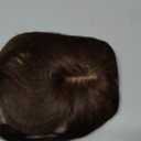 Anemone 6 inch Short Middle Part Straight Real Human Hair Topper Small Thin Clip-in Hair Bangs for Mild Hair Loss Suitable for Women and Men Reddish Tone (Dark Brown)