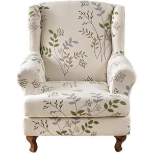 KRFOONN Wingback Chair Covers Slipcovers 2 Piece Stretch Wing Chair Covers Spandex Slipcovers Wingback Sofa Covers Armchair Covers Non-Slip Furniture Protector for Living Room Wingback Chairs, A20
